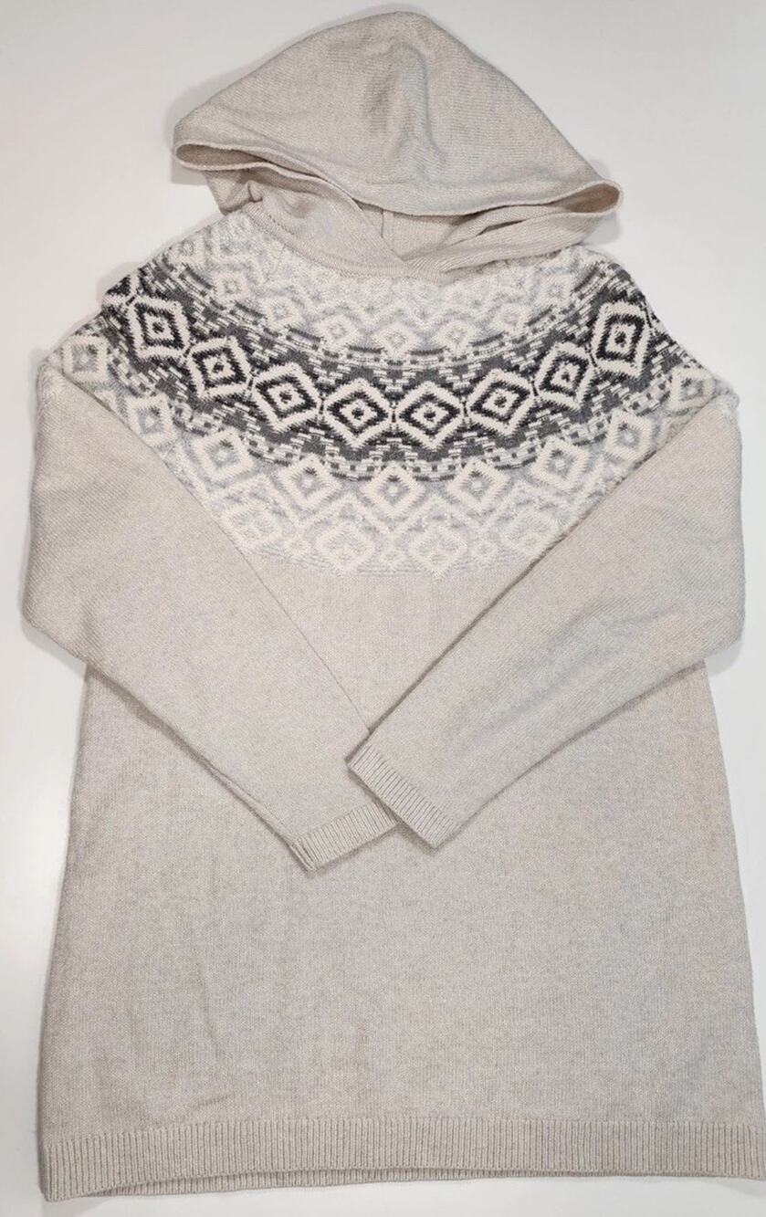 J Jill Fair Isle Knit 3/4 Sleeve Pullover Large Shirt Top Cotton Blend Womens